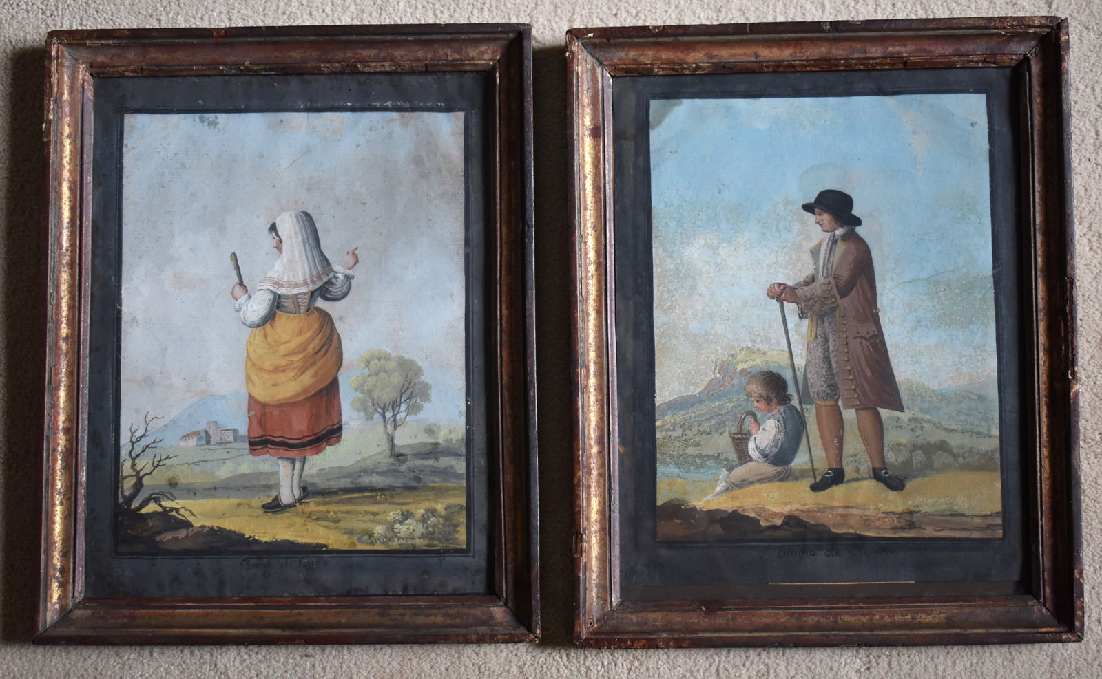PAIR OF EARLY 19TH CENTURY SPANISH WATERCOLORS (1 of 3)