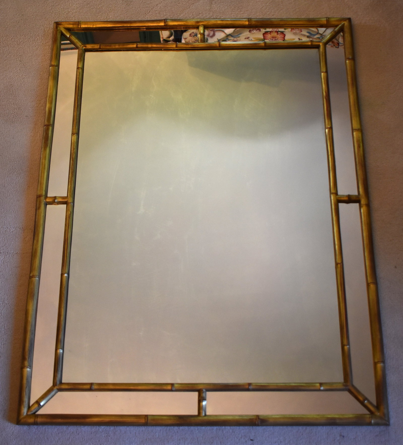 LARGE GOLD GILT BAMBOO STYLE MIRROR (1 of 1)