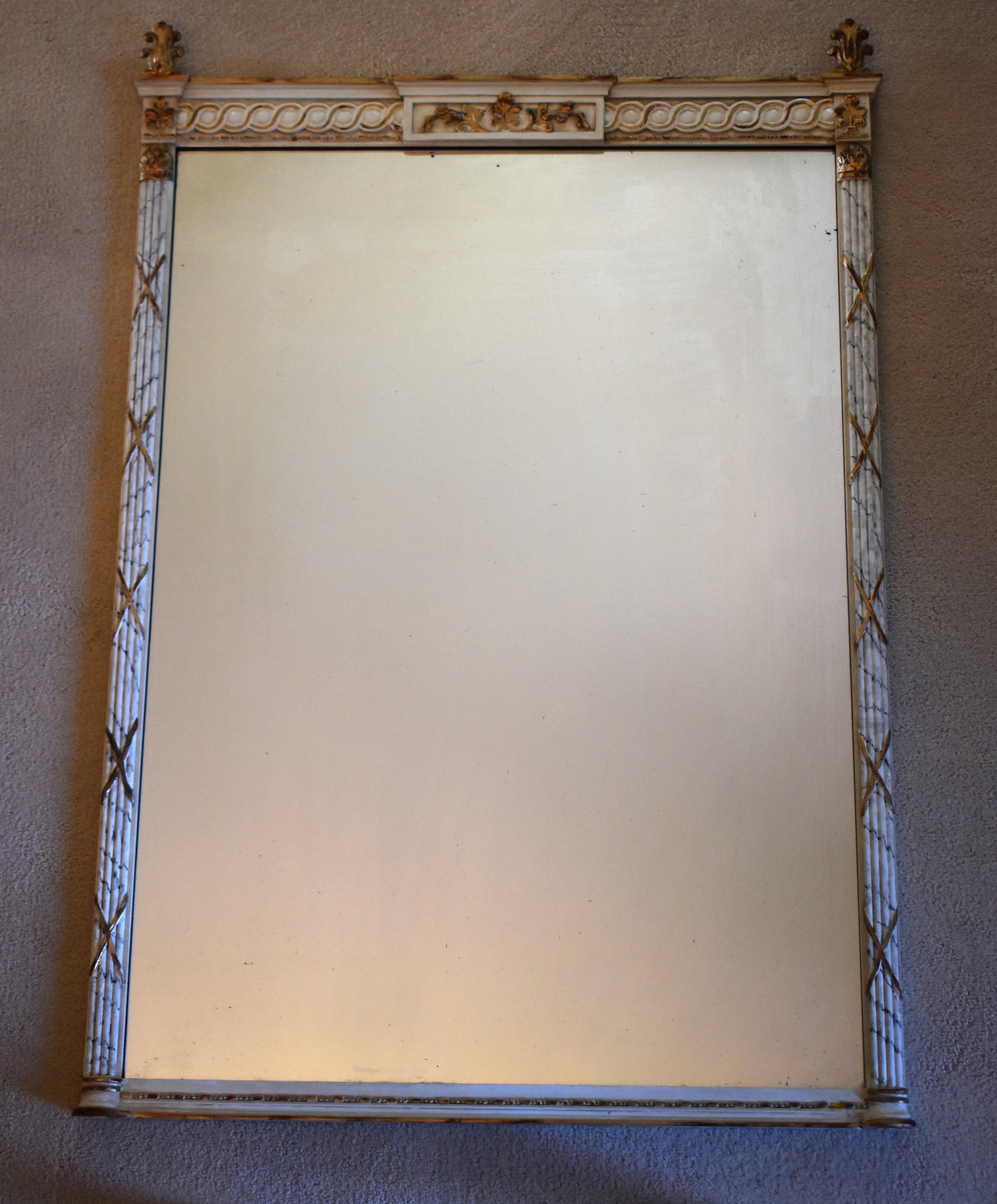 ADAM'S STYLE CRÃˆME PAINTED RECTANGULAR MIRROR (1 of 2)
