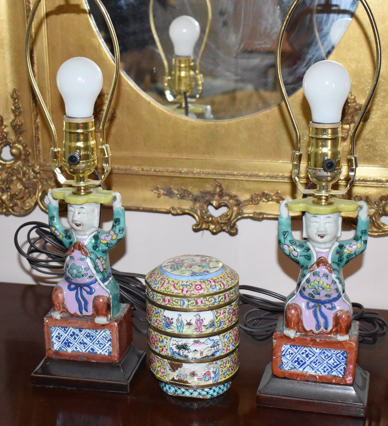 PAIR OF CHINESE PORCELAIN FIGURAL CANDLESTICKS (1 of 8)