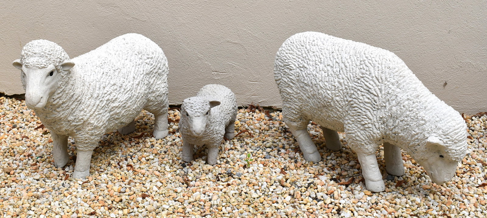 THREE DECORATIVE CAST POLYMER GARDEN SHEEP (1 of 1)