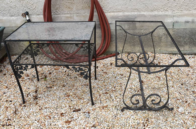 Two Wrought Iron Garden Tables