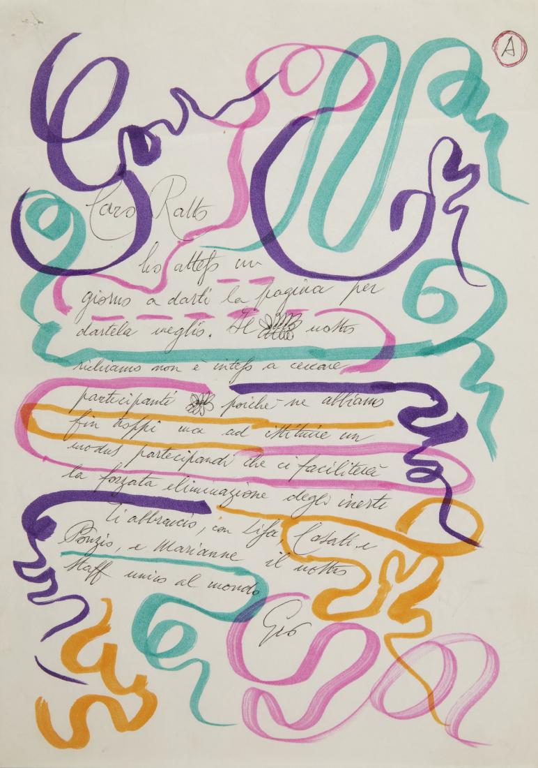 Gio Ponti - Autograph letter with polychrome drawings (1 of 1)