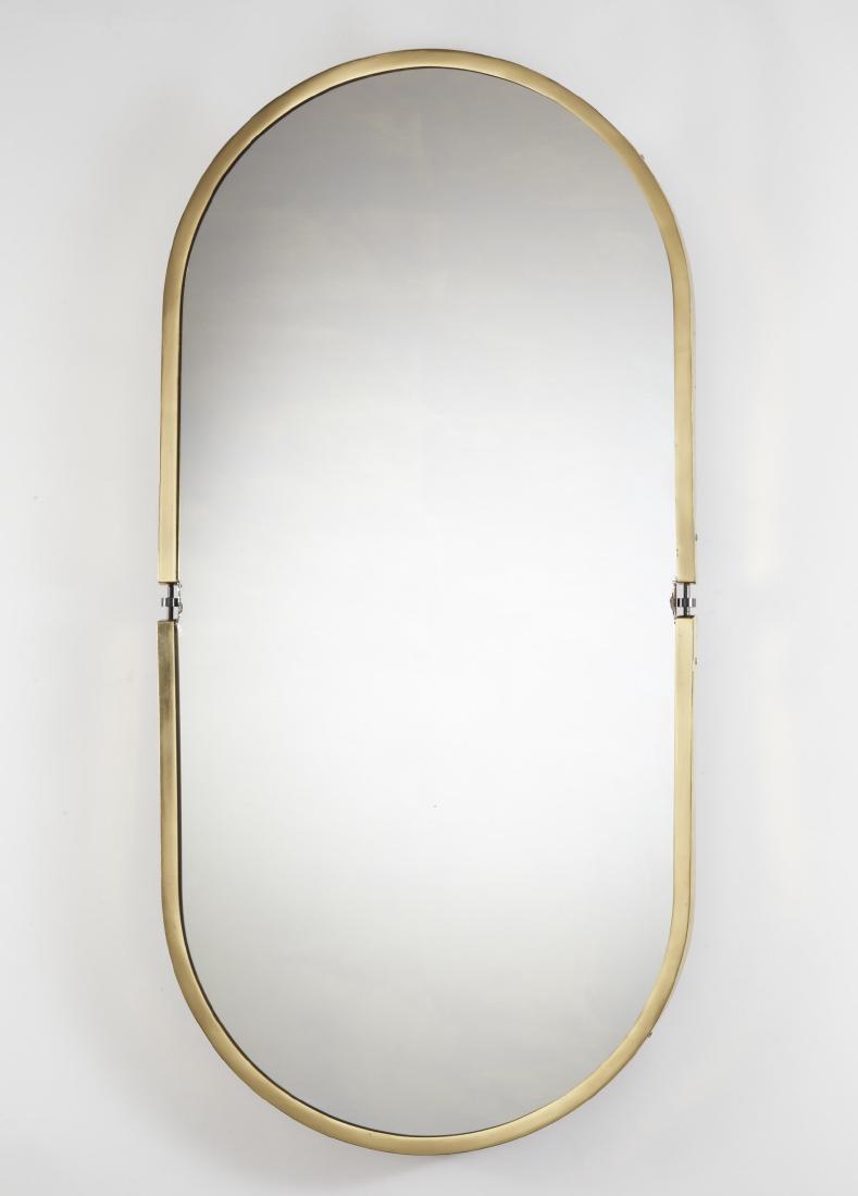 Mirror. Brass and metal structure. Italy, late 60 (cm: Mirror. Brass and metal structure. Italy, late 60 (cm 85,5x121,5) (minor defects)