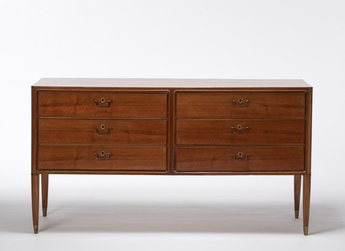 Paolo Buffa - Six drawers dresser. Veneered walnut and (1 of 1)