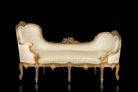 A giltwood dormeuse. 19th century (defects): A giltwood dormeuse. 19th century (defects)