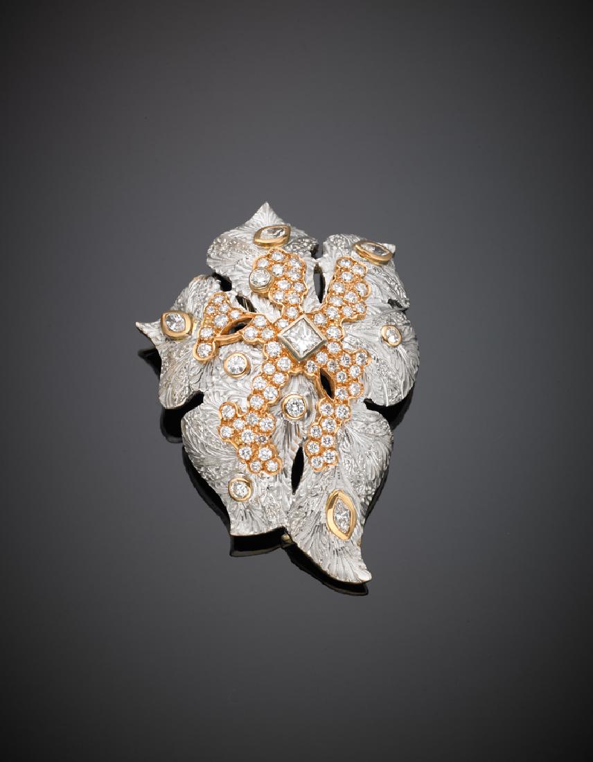 CAZZANIGA  Spilla in oro bianco, giallo e rosa (1 of 1)