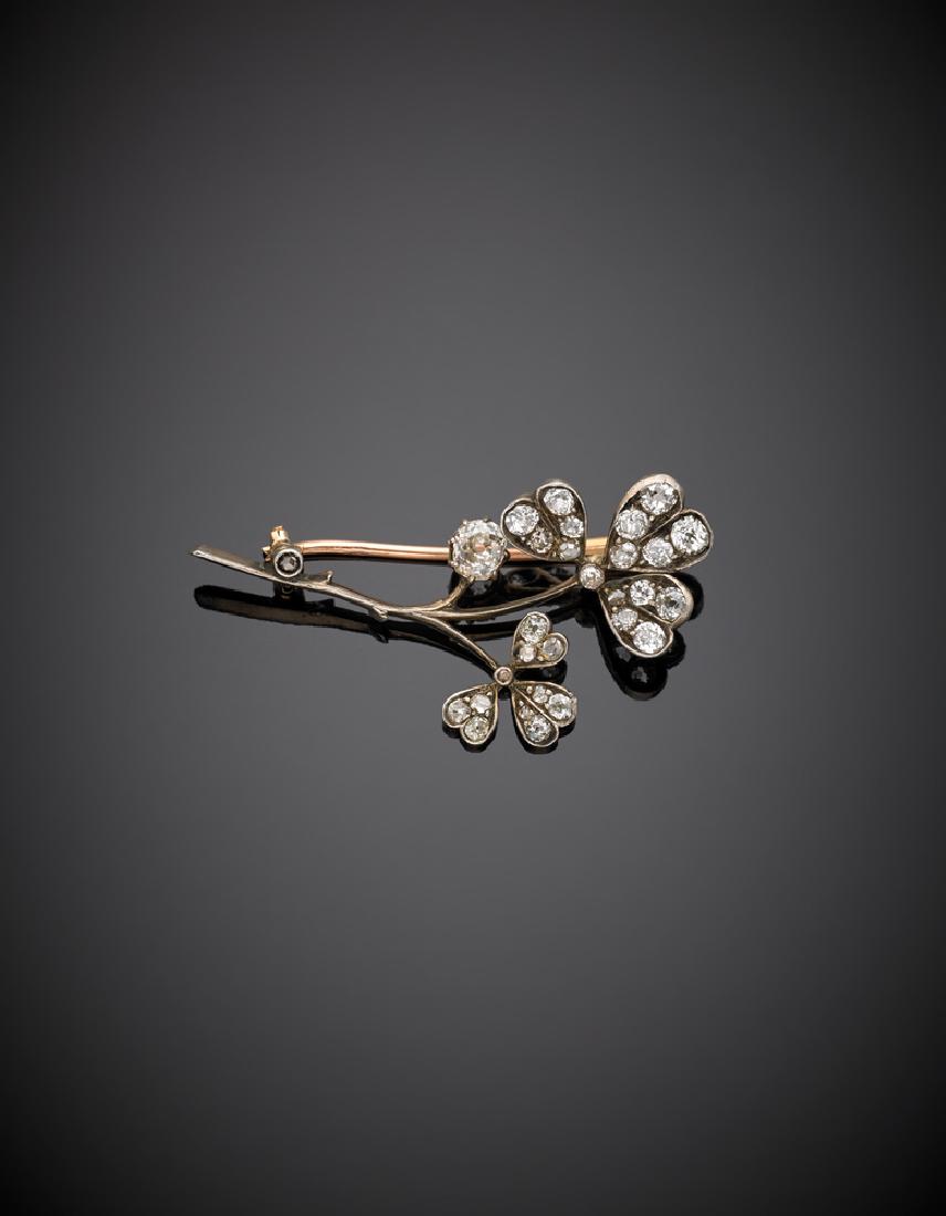 LALIQUE Spilla floreale in oro rosso ed argento (1 of 1)