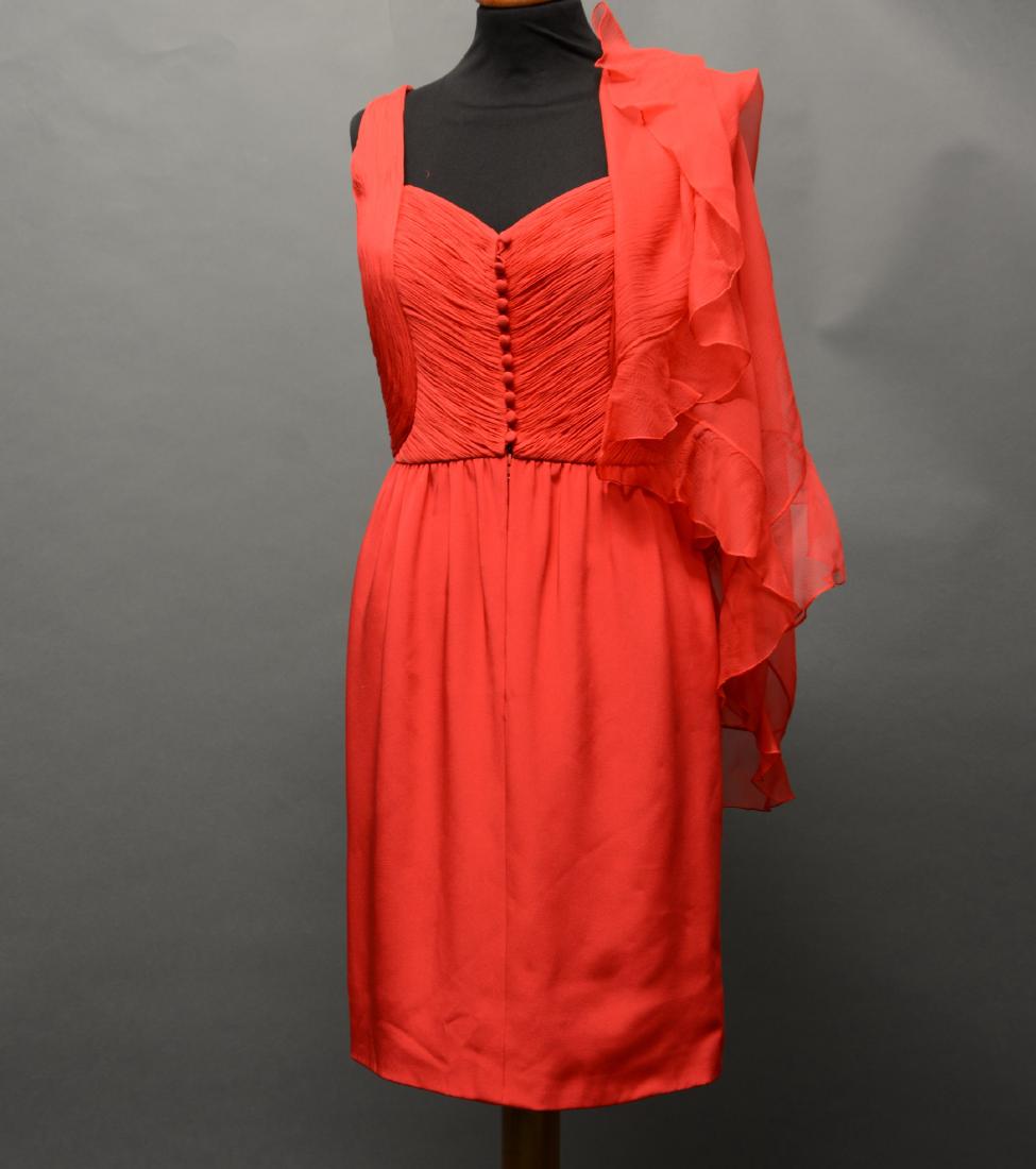 VALENTINO Vestito in seta e chiffon rosso con corpino (1 of 1)