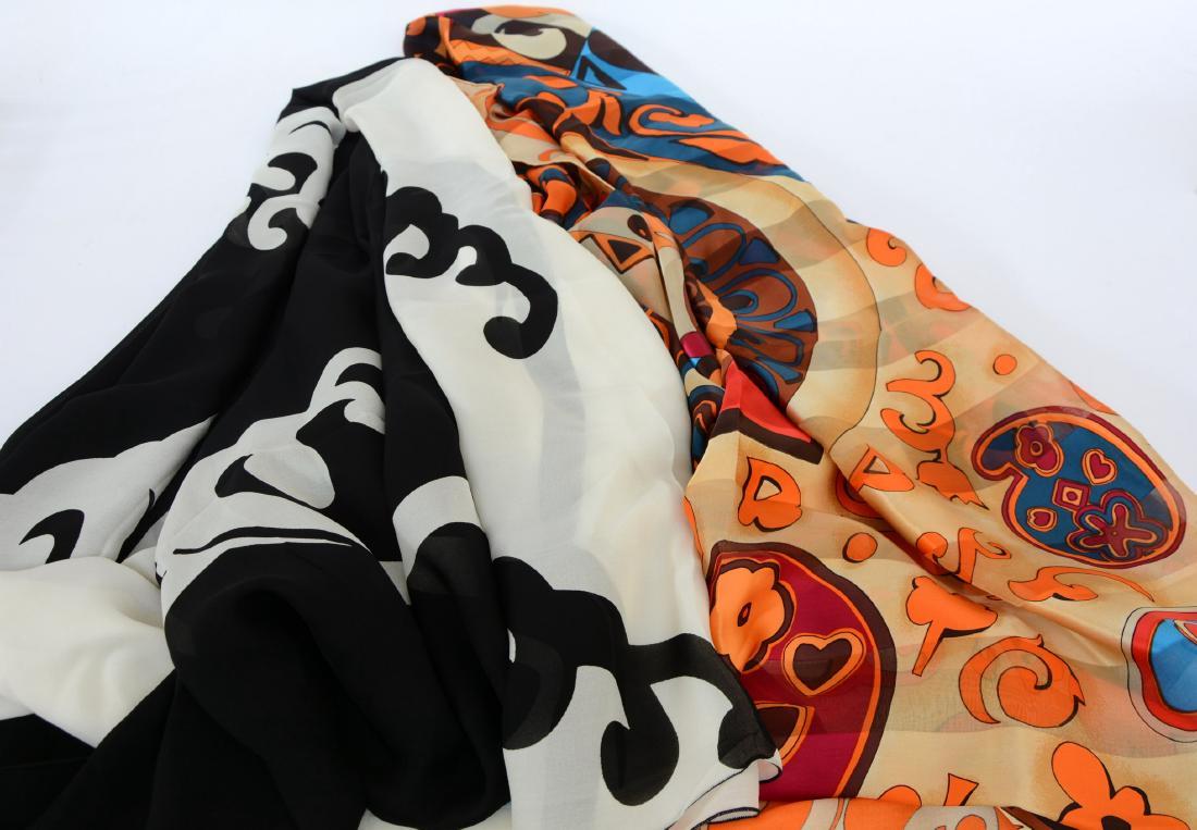 HANAE MORI PARIS Una stola in chiffon avorio e nero e (1 of 1)