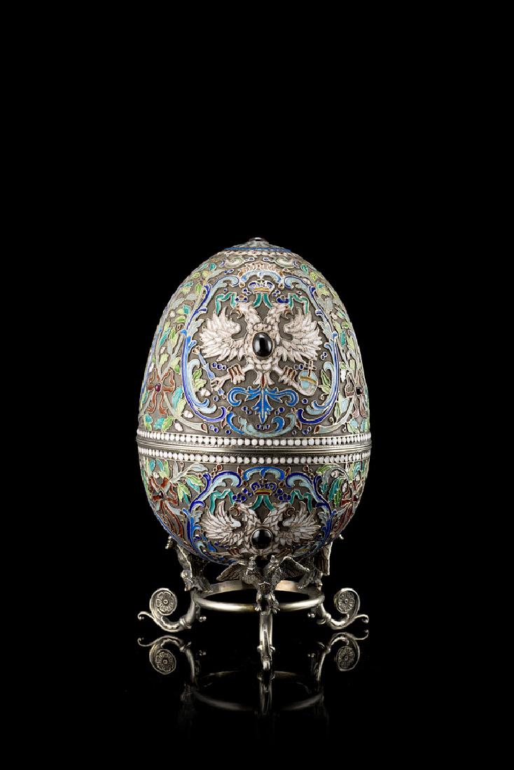 Uovo in argento, smalti policromi cloisonnè e pietre, (1 of 1)