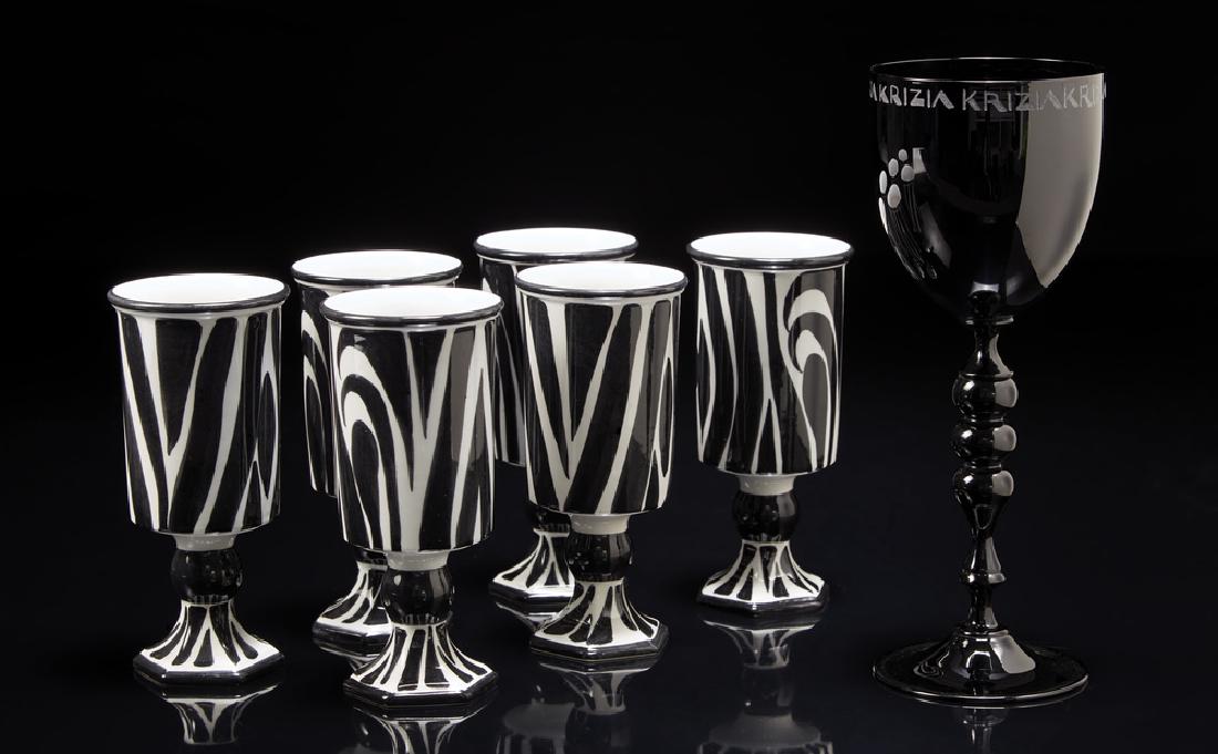 Lotto composto da sei calici in ceramica decorati a (1 of 1)