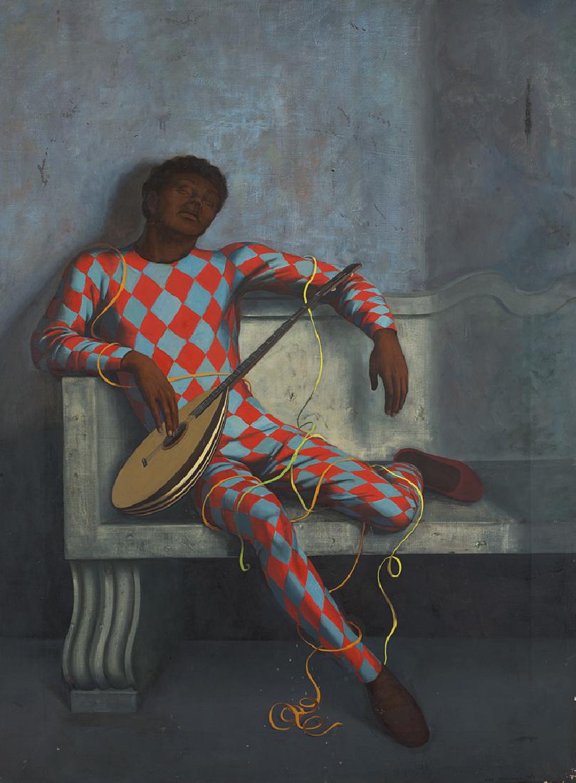 Aldo Pagliani  "L'arlecchino stanco" 1963, olio su tela (1 of 1)