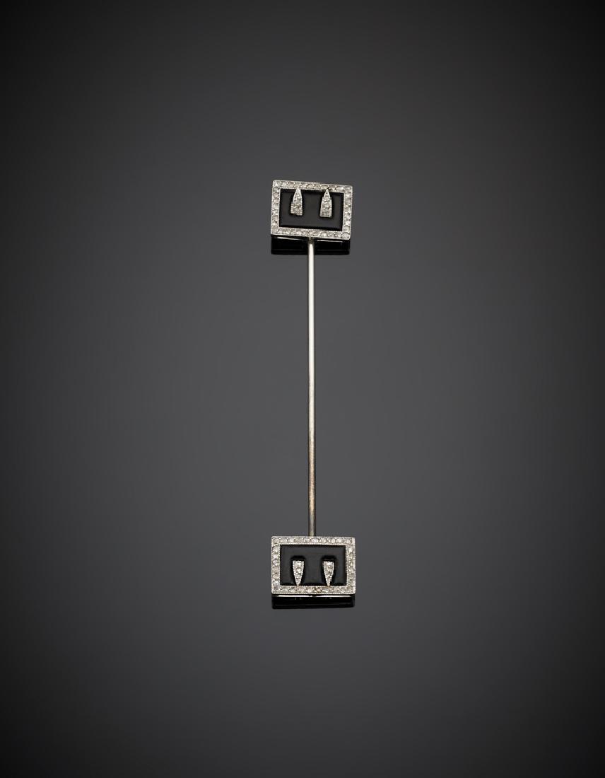 Spillone terminato con onice e diamanti g 5,8, lungh. (1 of 1)