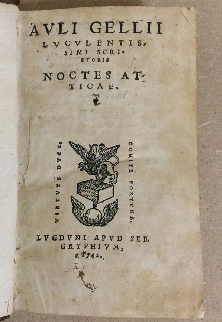 GELLIO, Auli. Noctes Atticae. Lione: Sebastiano Grifo, (1 of 1)