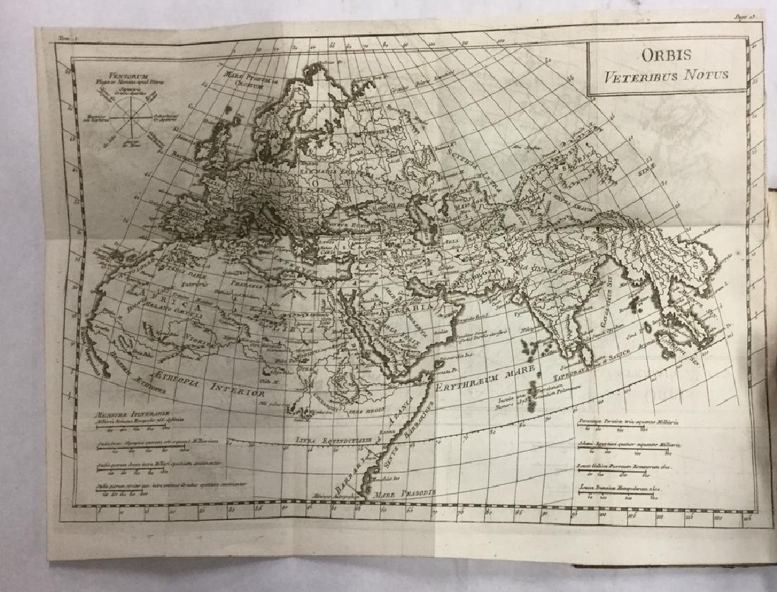 M. D'ANVILLE. Geographie ancienne abregÃ©. Parigi:: M. D'ANVILLE. Geographie ancienne abregÃ©. Parigi: Merlin, 1768. 3 voll. in 8vo, con tavole incise in rame. Legatura in piena pelle, tagli marmorizzati.