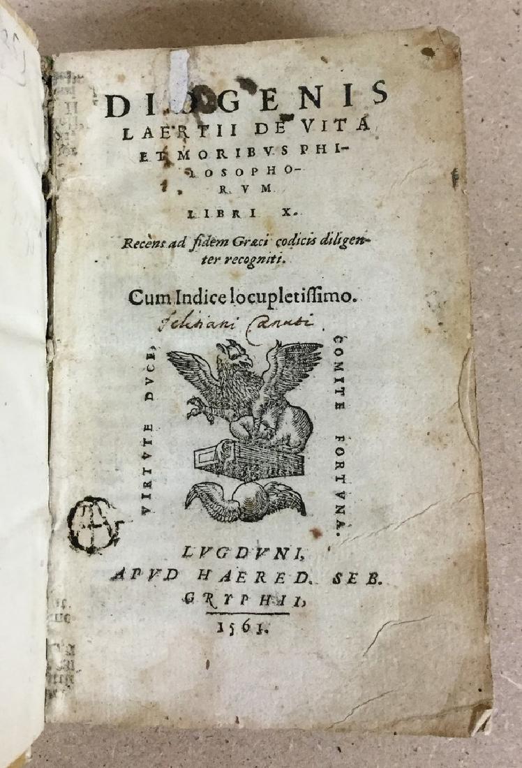 DIOGENE LAERZIO. De vita et moribus philosophorum. (1 of 1)