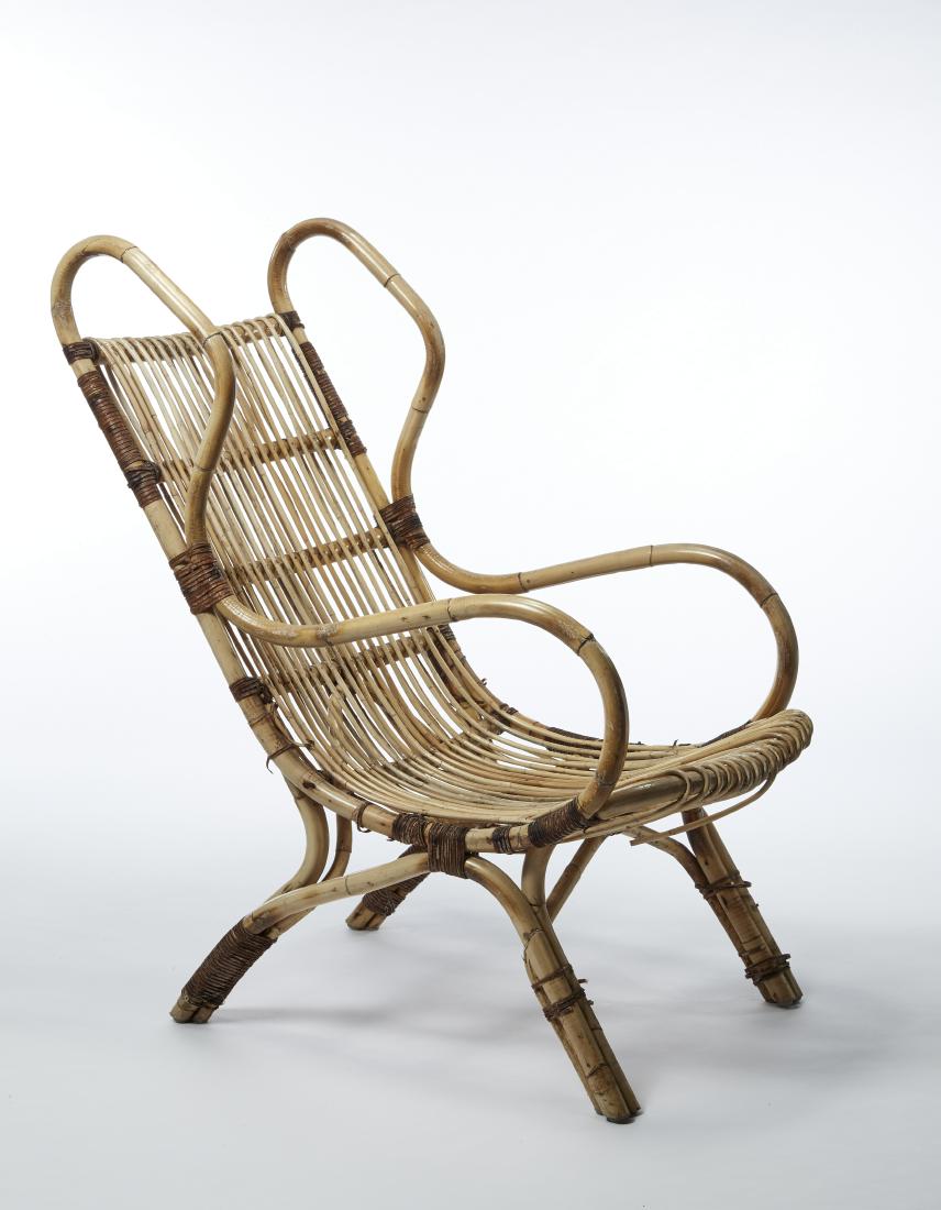 Gio Ponti (Milano 1891 - Milano 1979)A wicker bergère: Gio Ponti (Milano 1891 - Milano 1979)A wicker bergère of the model "Continuum" model "Continuum". Produced by Bonacina, Lurago D'Erba, 1963. (58x113x90 cm.) (slight defects)ProvenancePrivate collecti