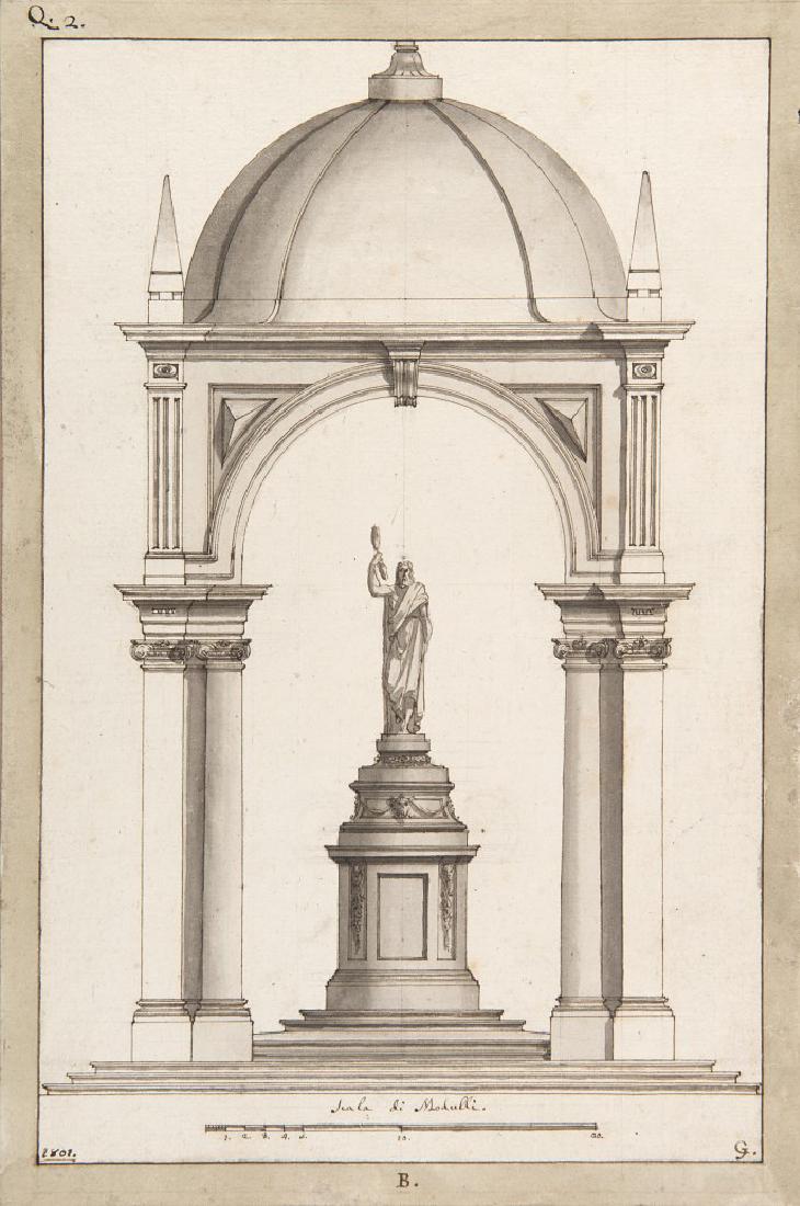 Group of five drawings depicting "Sections of palaces" (1 of 4)