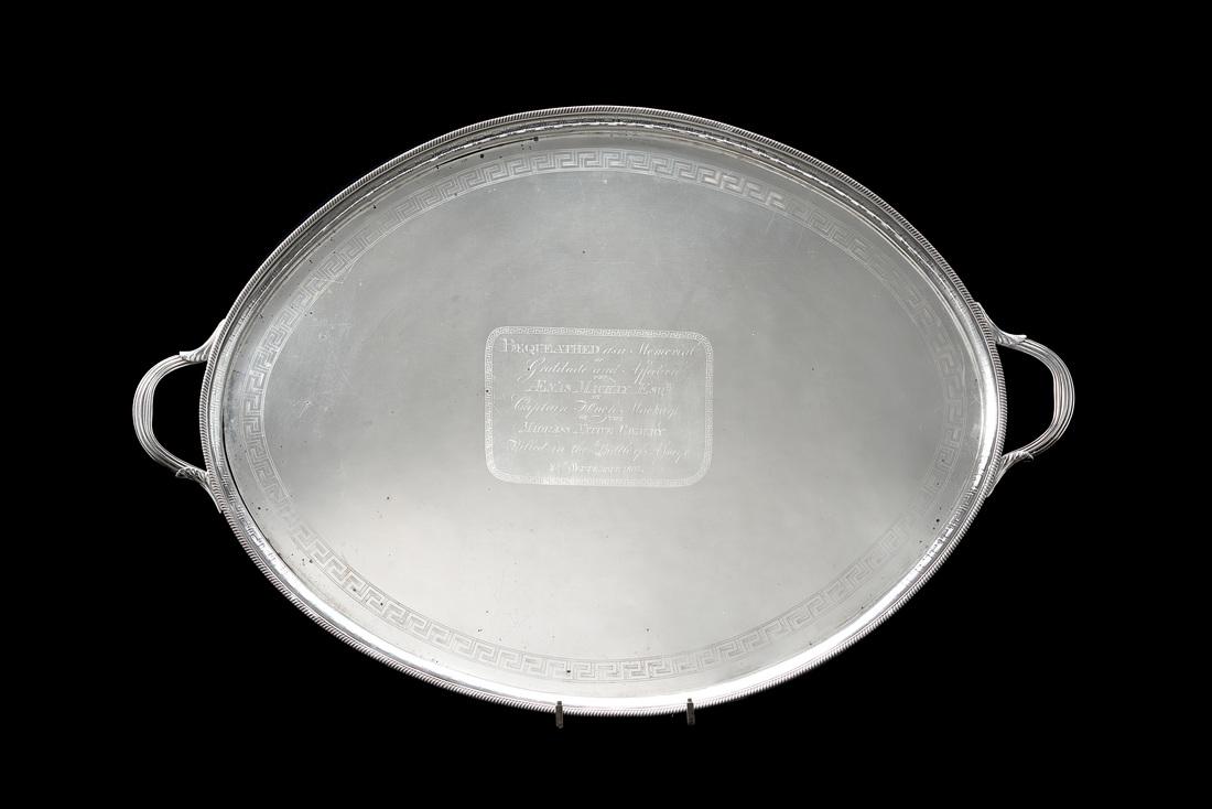 A doulbe-handled silver tray. Inscribed and dedicated (1 of 1)