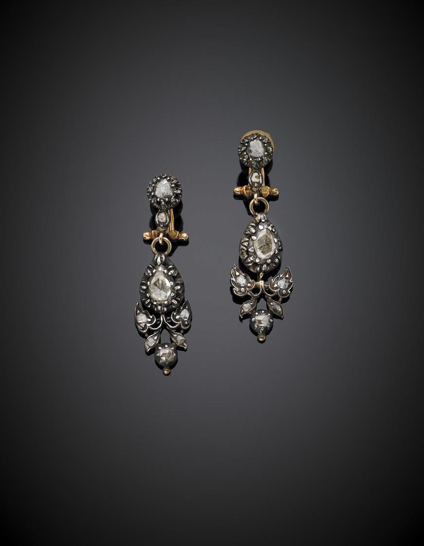 Yellow gold and silver, rose cut diamonds pendant (1 of 1)