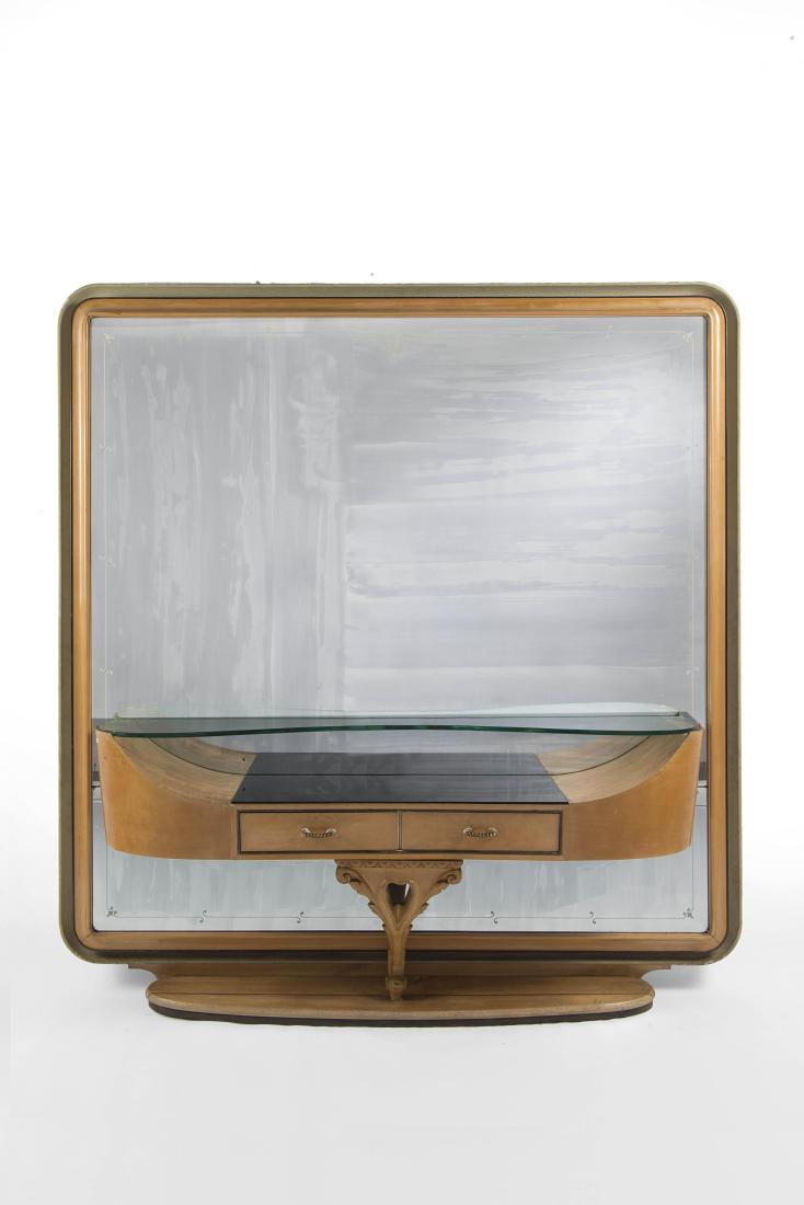 Mirror with console in light wood and lacquered, with (1 of 1)