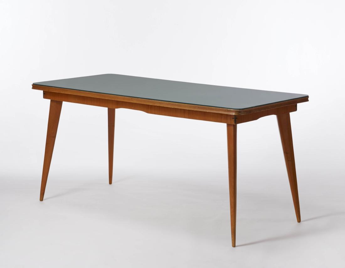 Solid beech dining table with green back-painted glass (1 of 1)