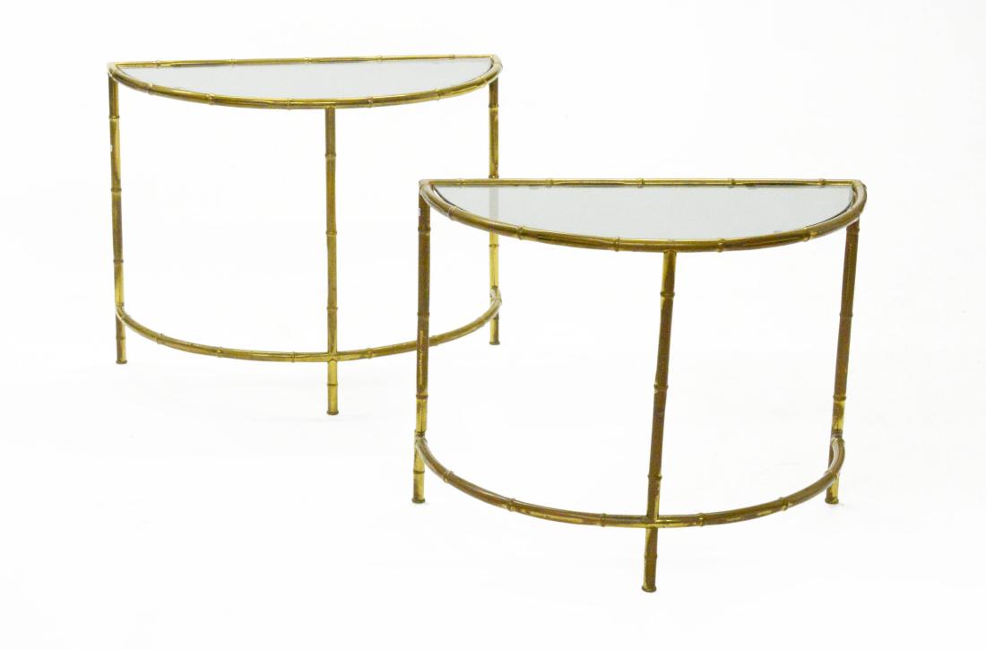 Pair of semicircular coffee tables with polished brass (1 of 1)