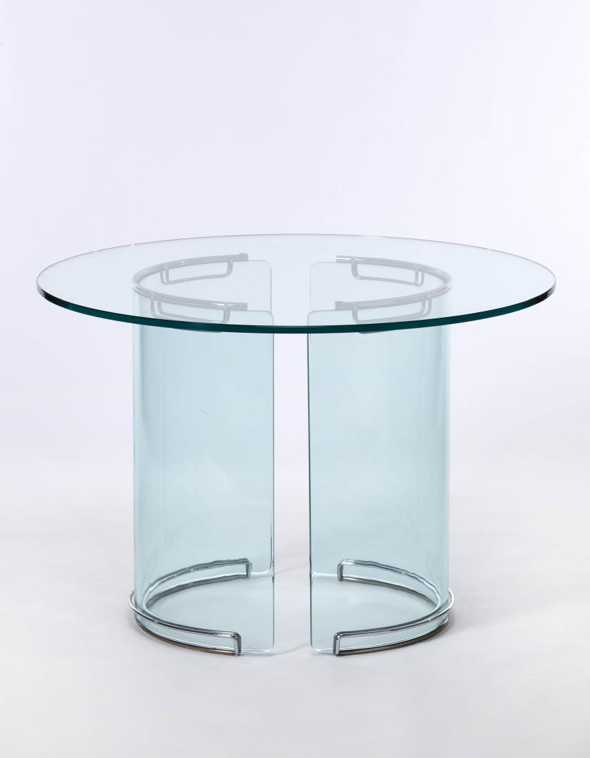 Glass and tubular chromed metal table. Italy, 1970s. (h (1 of 1)