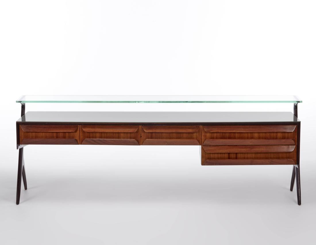 Chest of drawers in veneered wood, bordered in Indian (1 of 1)