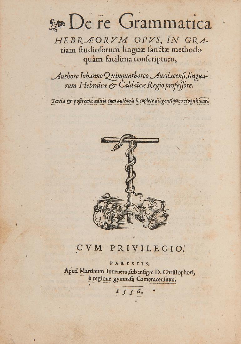 [JUDAICA] -CINQUARBRES, Jean (1514-1587) - De re (1 of 1)