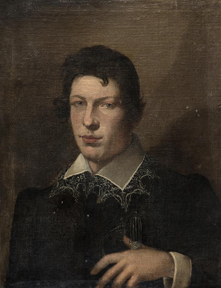 18th Century School Portrait of a Young Man Oil on: 18th Century School Portrait of a Young Man Oil on canvas 63x49 cm. Antique frame (restorations) IT Scuola del secolo XVIII Ritratto di giovane uomo Olio su tela cm 63x49 In cornice antica (restauri)