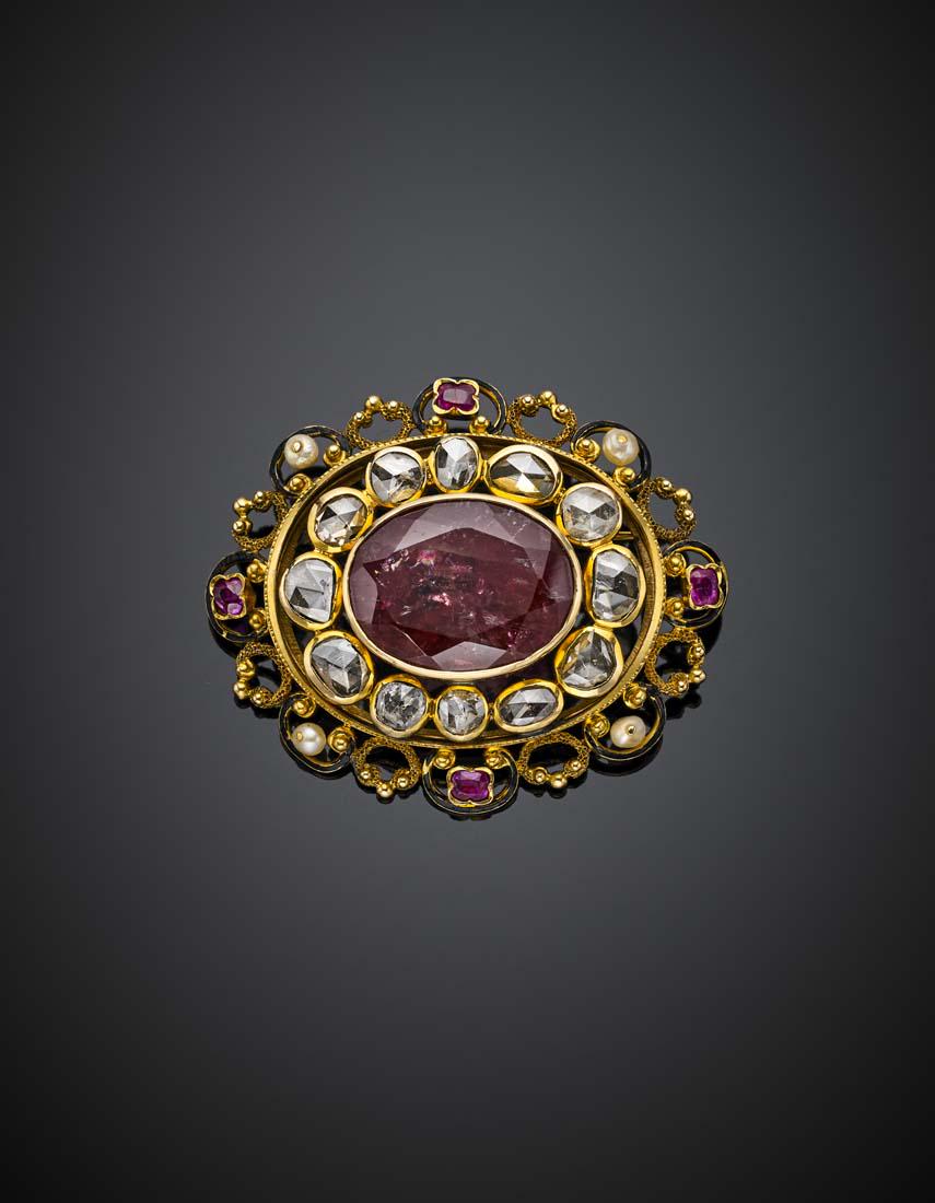 Oval ct. 21.90 circa pink tourmaline and irregular rose (1 of 1)