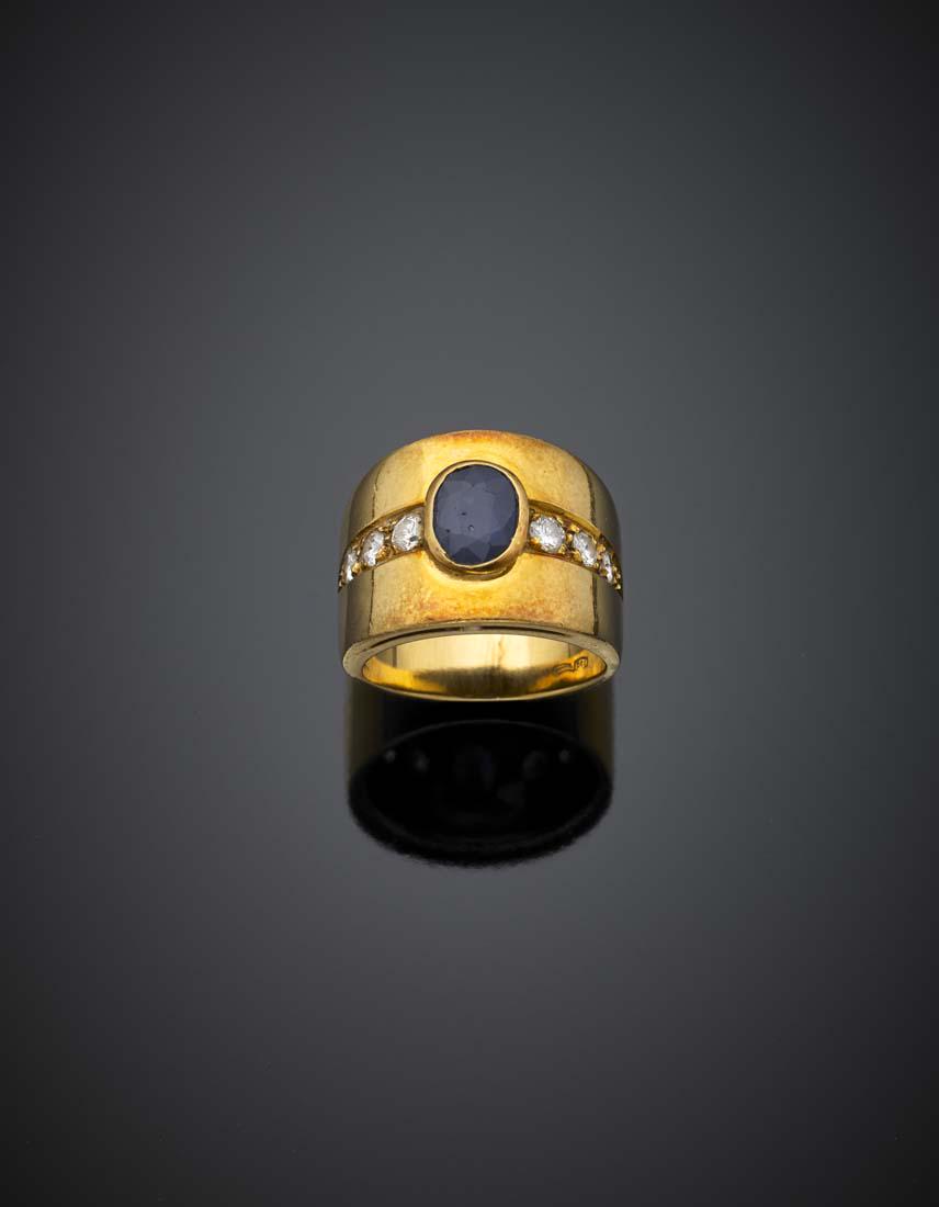 Oval ct. 1.10 circa sapphire diamond accented yellow (1 of 1)