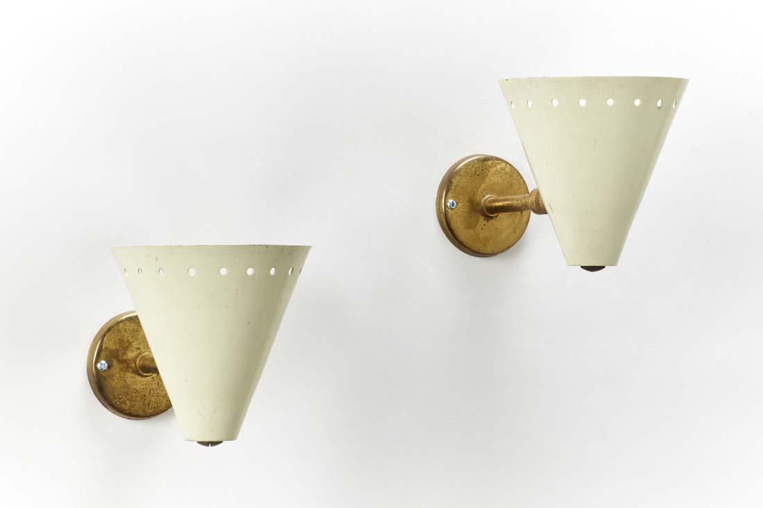 O-Luce  Pair of appliques in brass and white lacquered (1 of 1)