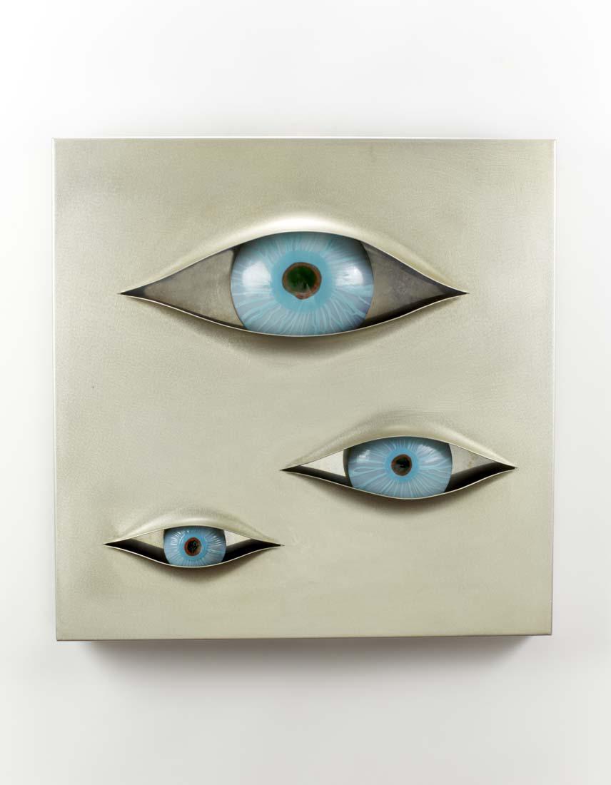 Angelo Brotto (1914 - 2002) Luminous sculpture of the: Angelo Brotto (1914 - 2002) Luminous sculpture of the series "Quasar-Malizia". Produced by Esperia, 1974. Brushed aluminum, lattimo and polychrome blown glass. Signed and dated lower right "BROTTO 74"