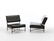 Pair of upholstered armchairs in green faux leather,