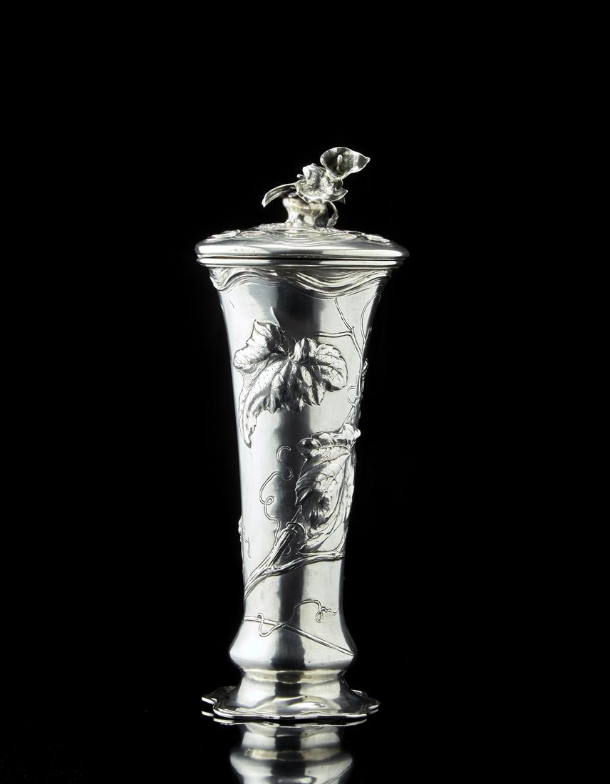 Large Art Nouveau vase in embossed and engraved silver (1 of 1)