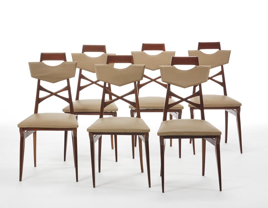 Lot of six chairs in solid mahogany wood with seat and (1 of 1)