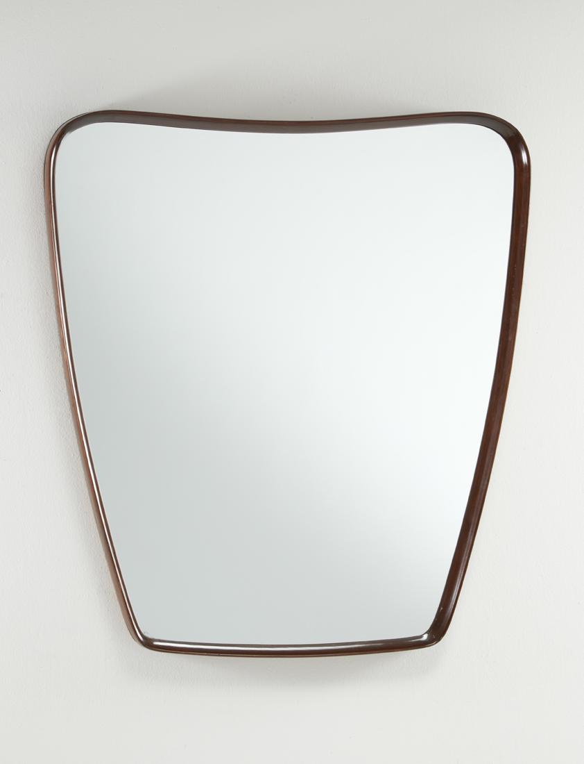 Mirror in solid mahogany wood. Italy, 1950s. (90x96 (1 of 1)
