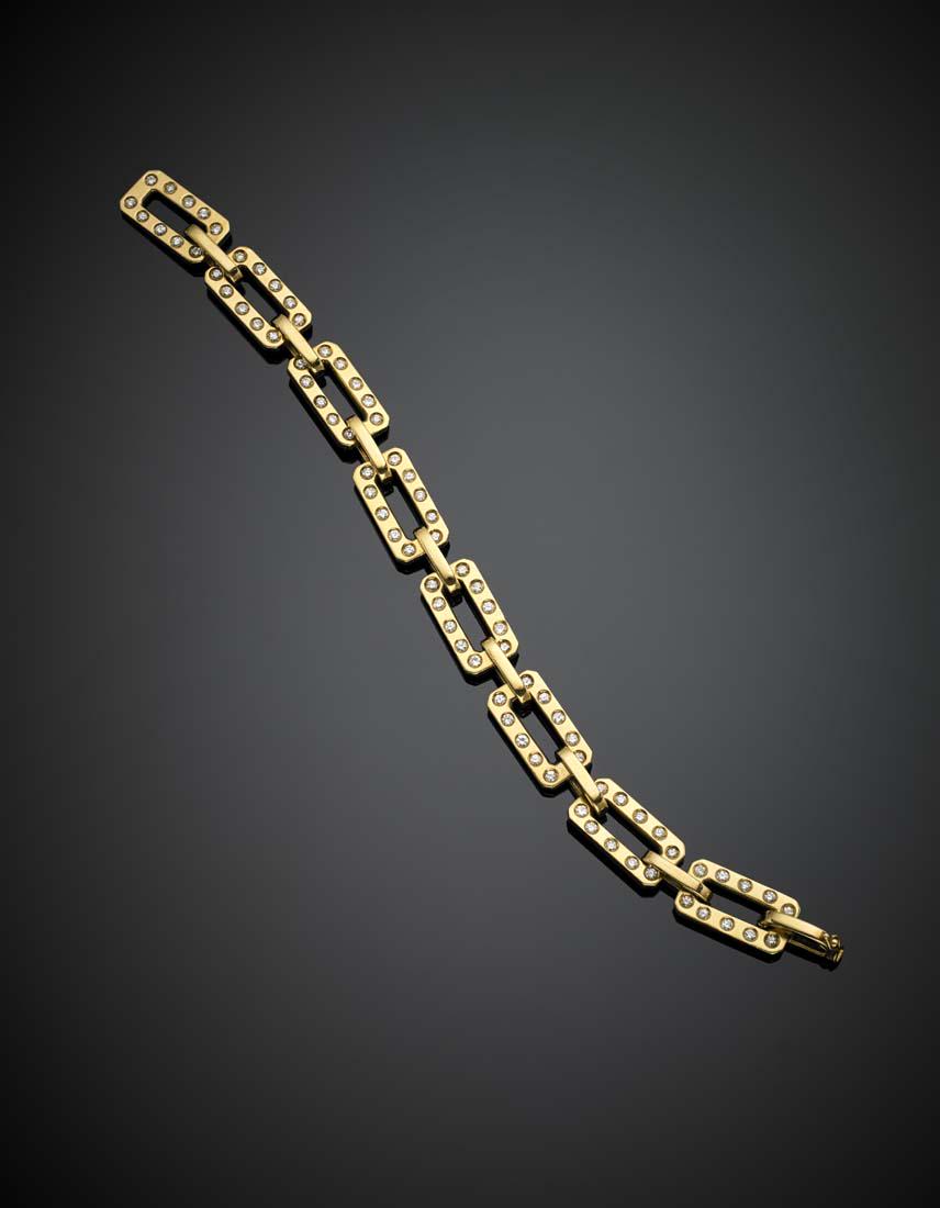 CORBETTA  Yellow gold flat chain bracelet accented with (1 of 1)