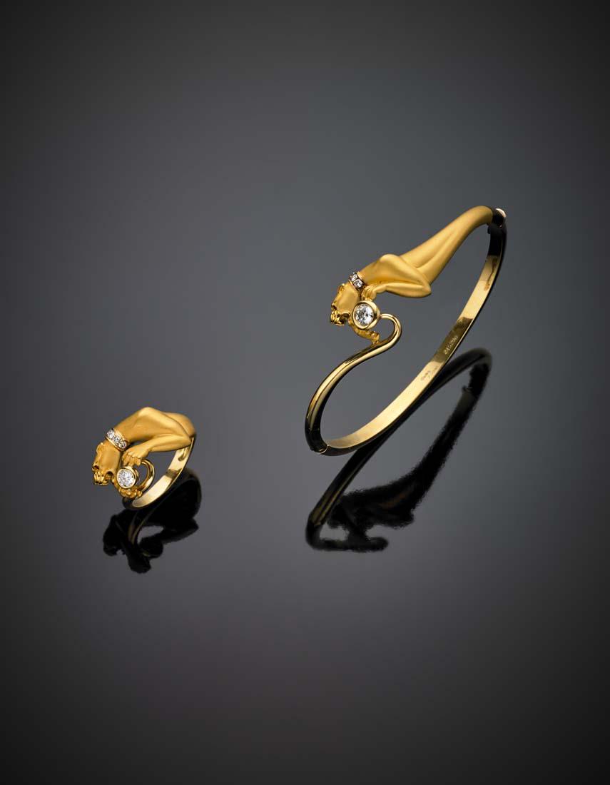 CARRERA Y CARRERA Yellow partly glazed gold jewellery (1 of 2)