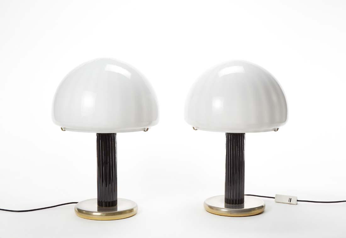 Venini  Pair of table lamps model "Cordonata". Murano, (1 of 1)