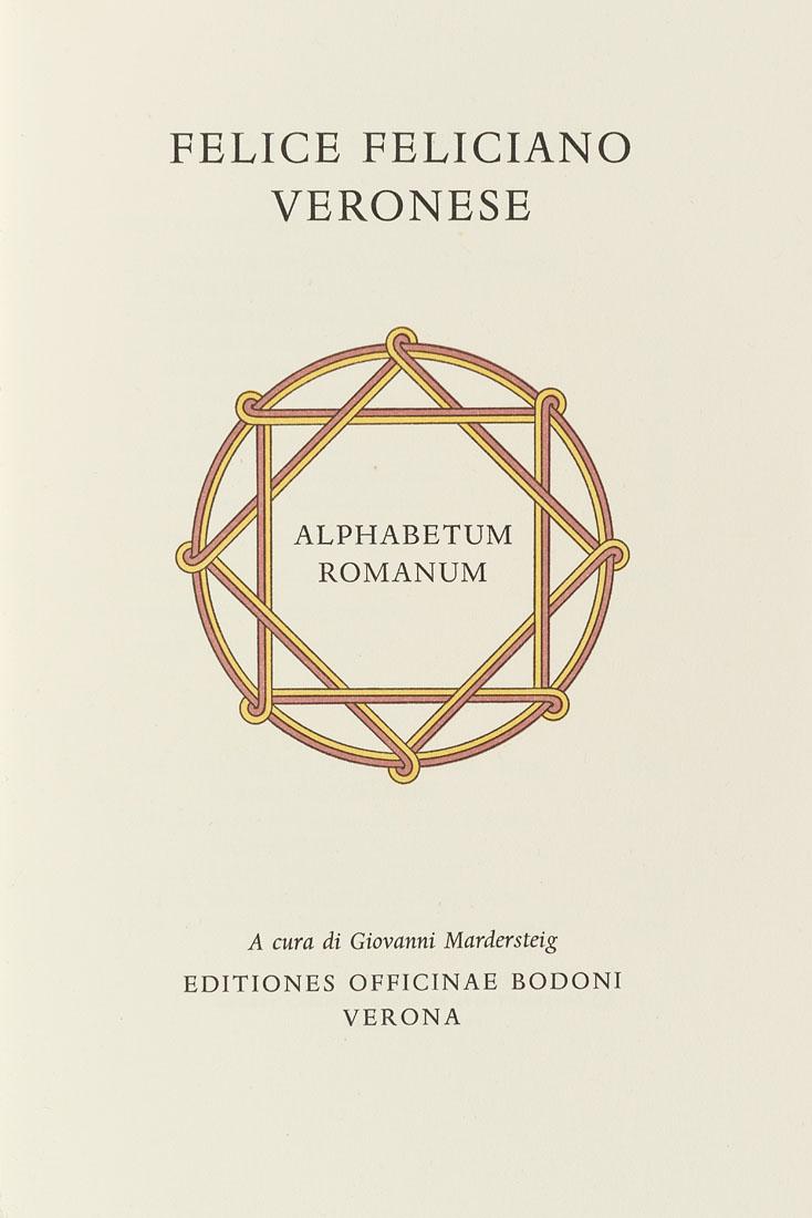FELICIANO, Francesco - Alphabetum Romanum. Verona: (1 of 1)