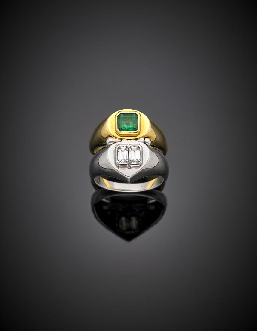 Bi-coloured gold double hinged ring with two step cut (1 of 1)