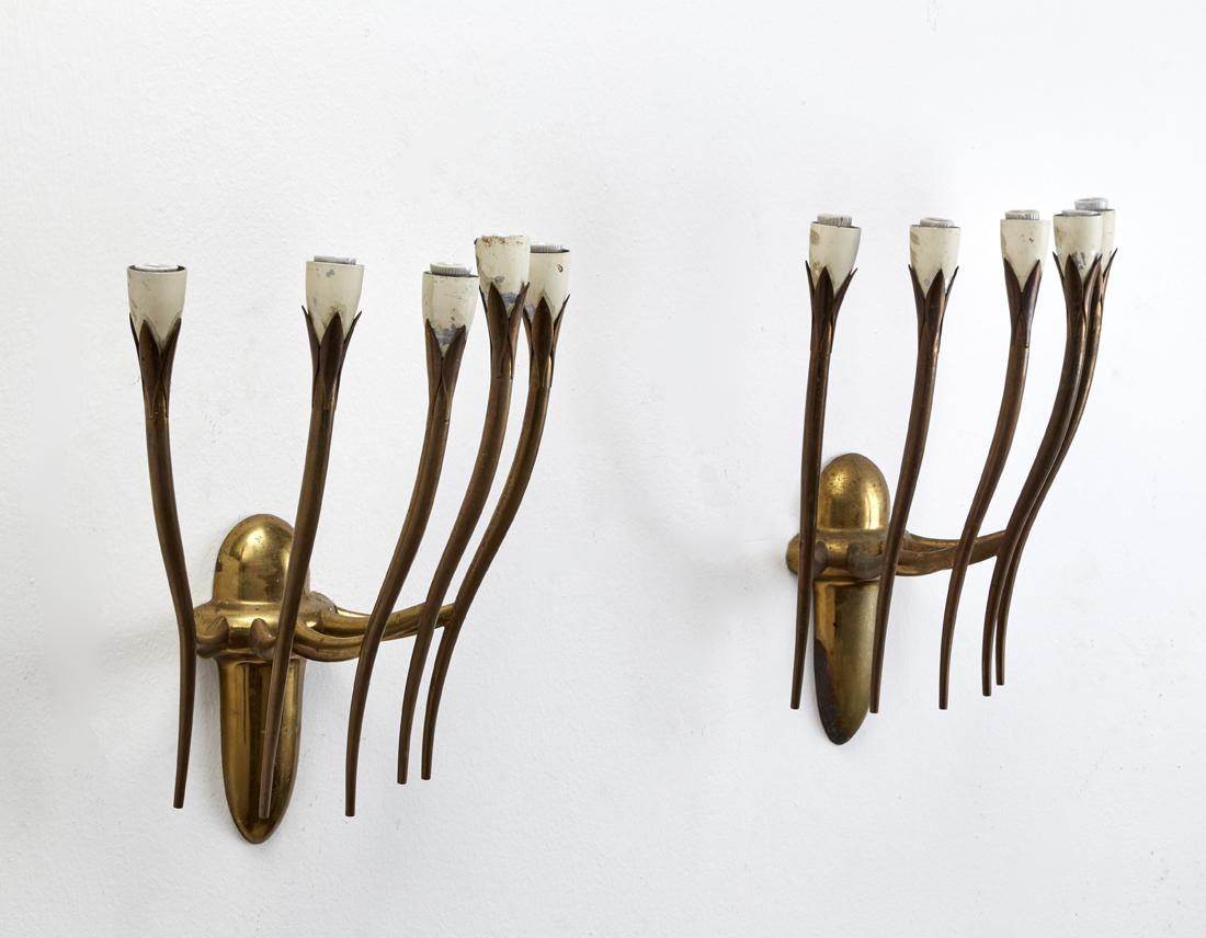 Oscar Torlasco  (Attributed)  Pair of wall lamps and (1 of 1)