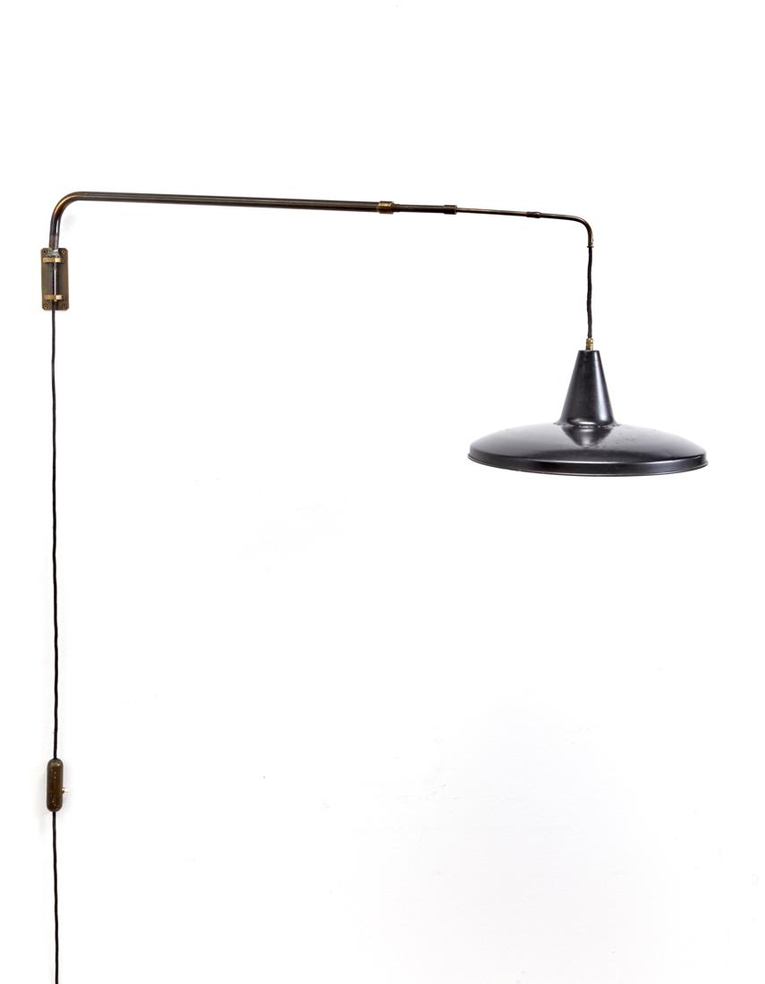 Telescopic brass wall lamp, black painted metal (1 of 1)