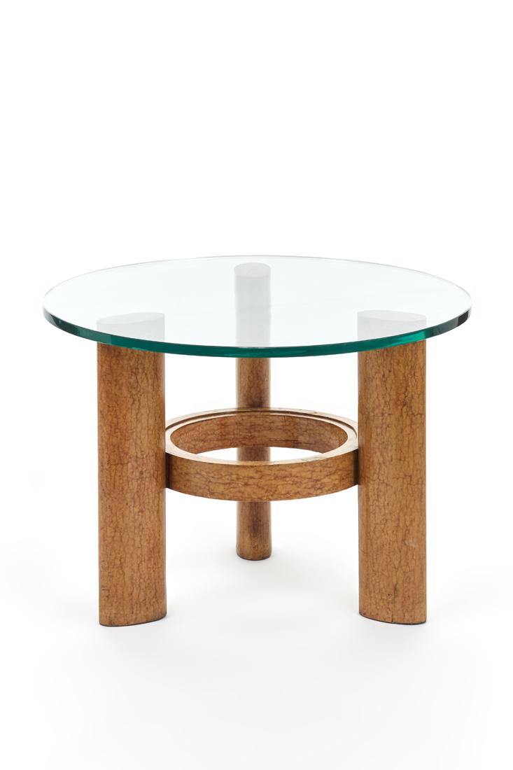 Art DÃ©co tripod coffee table with wooden legs veneered (1 of 1)