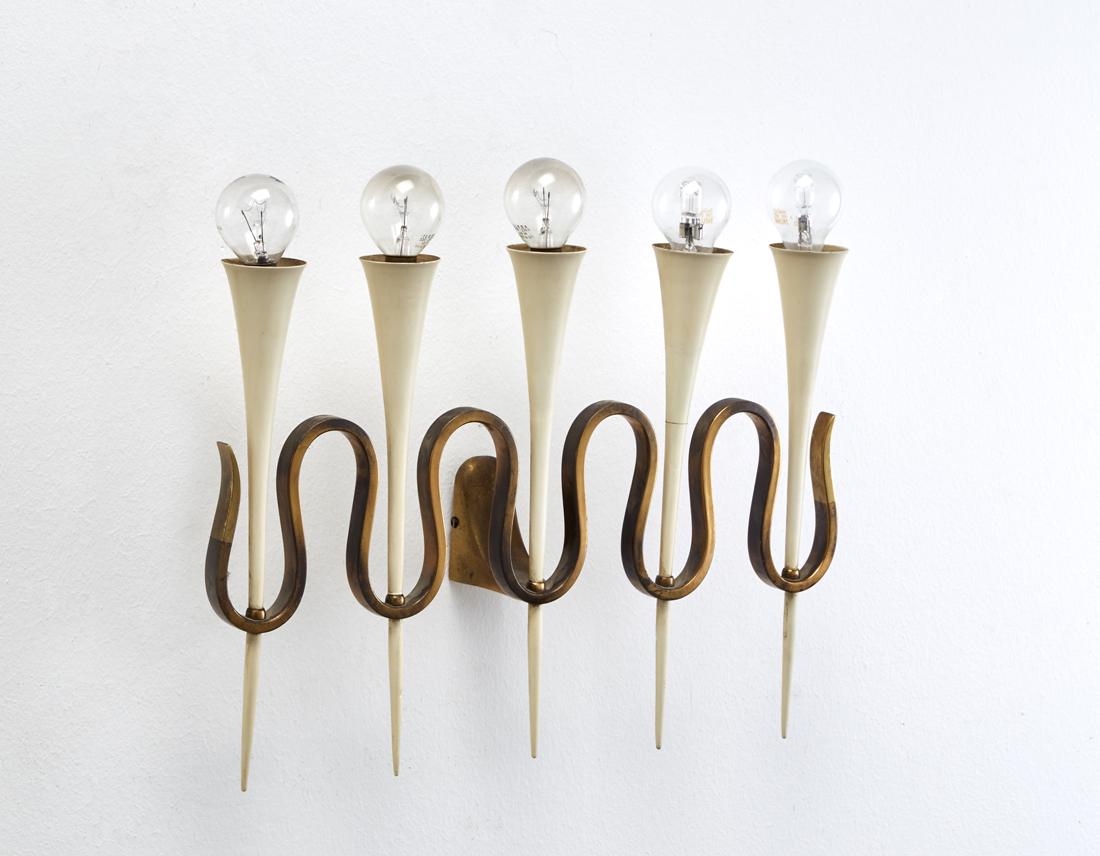 Stilnovo  (Attributed)  Wall lamp with five flames with (1 of 1)