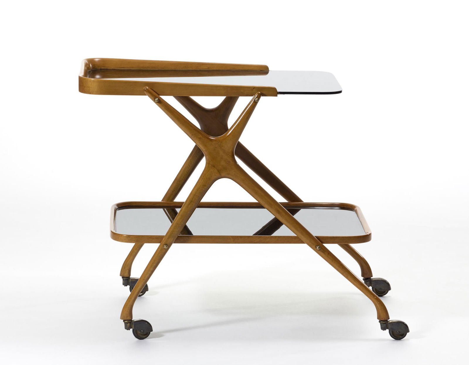 Solid wood trolley with two smoked glass shelves. (1 of 1)